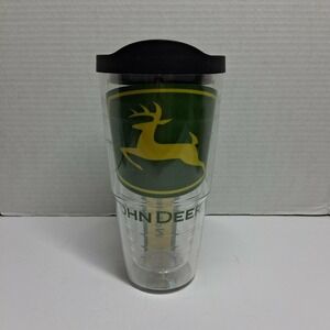 John Deere Tumbler Double Wall Insulated 24 Oz Clear Black Lid